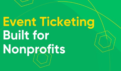 Mobile phone displaying tickets on a free nonprofit ticketing platform logo