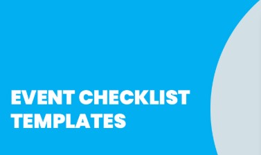 An organizer using a detailed marketing checklist with icons representing social media, emails.